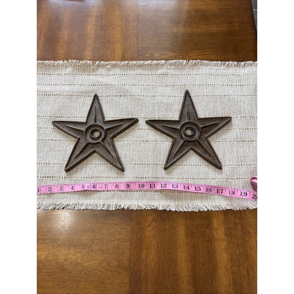 Lot of 2 Center Hole Texas Star Rustic Cast Iron Face Plate Architectural Decor